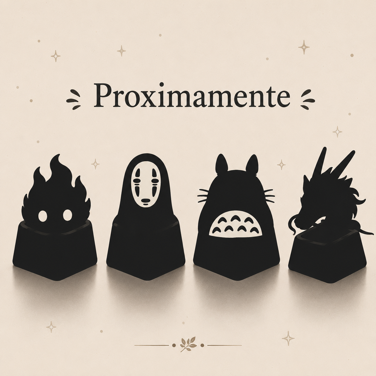 Keycaps Artesanales Ghibli V2 — Calcifer, Sin Cara, Totoro & Haku (Preventa)