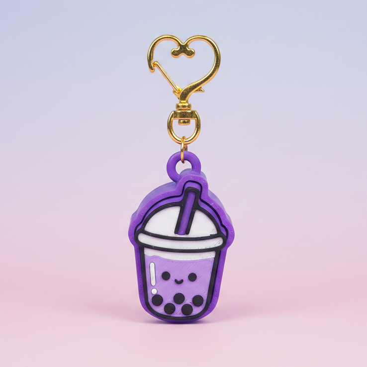 Boba keychain morada degradado