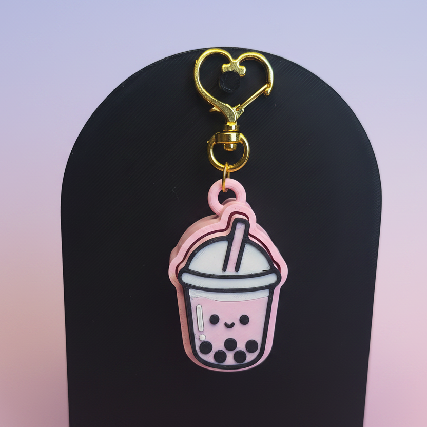 Boba keychain rosa degradado