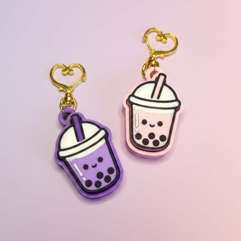 Boba keychains degradado pastel