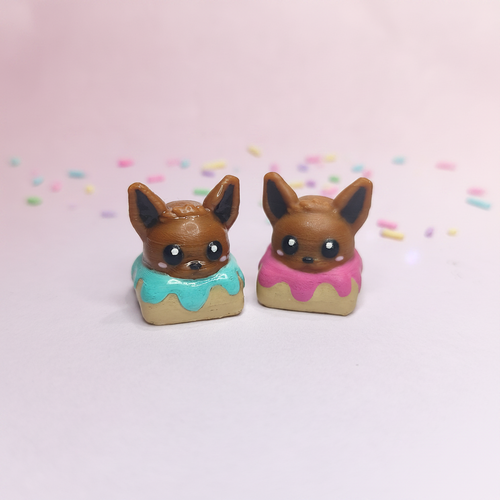 Dos Eevees fondo pastel