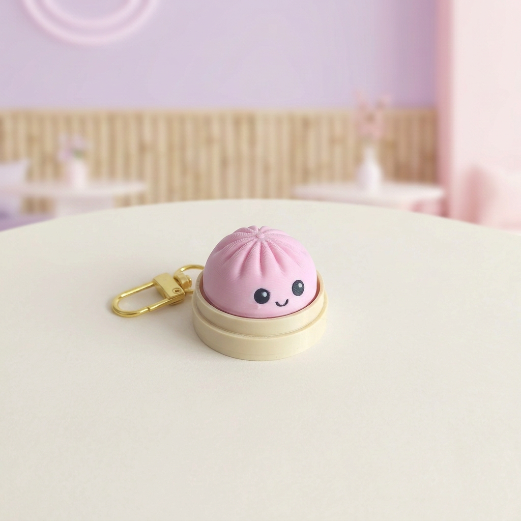 Llavero rosado con fondo pastel