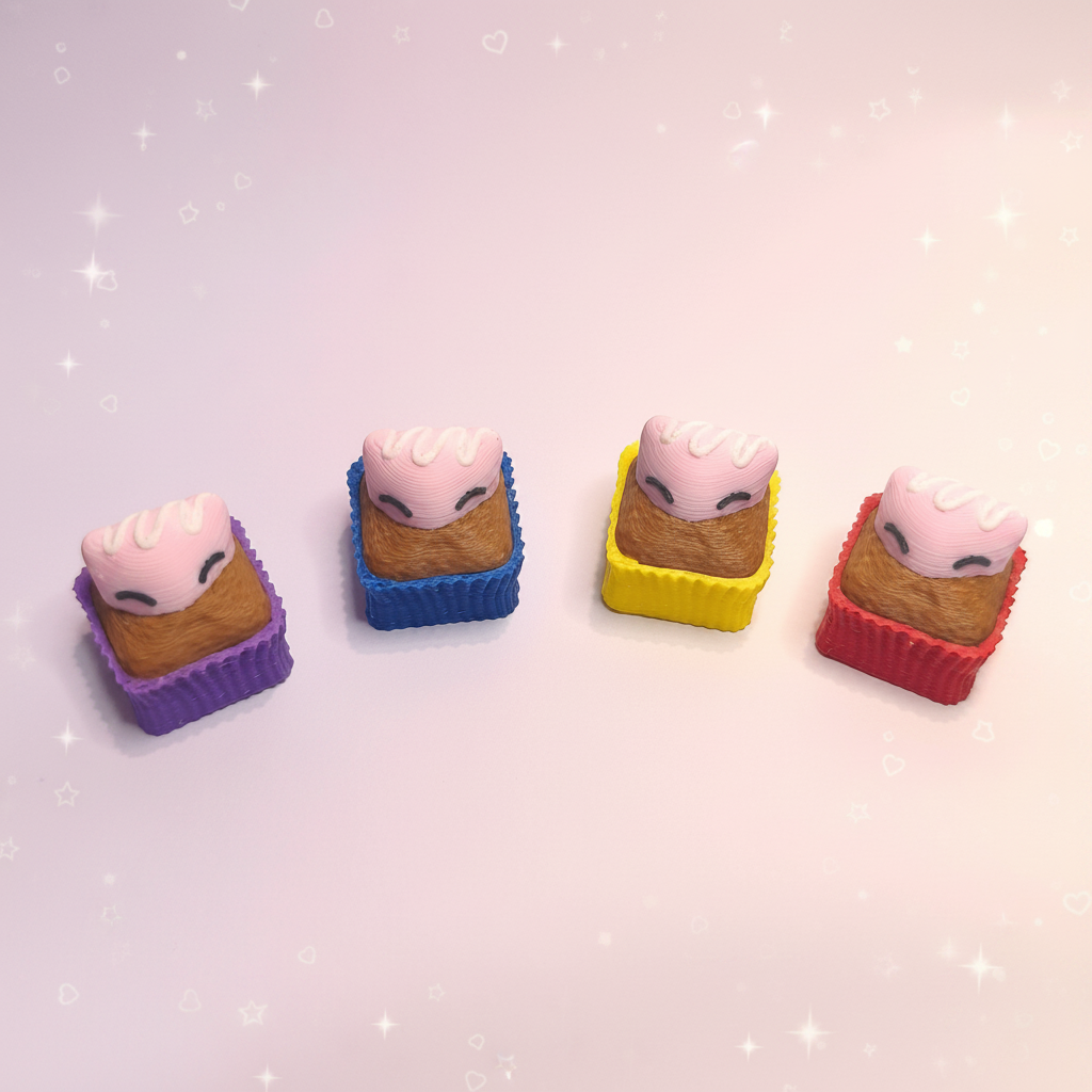 Mew Cupcake Keycaps - Fondo kawaii lateral