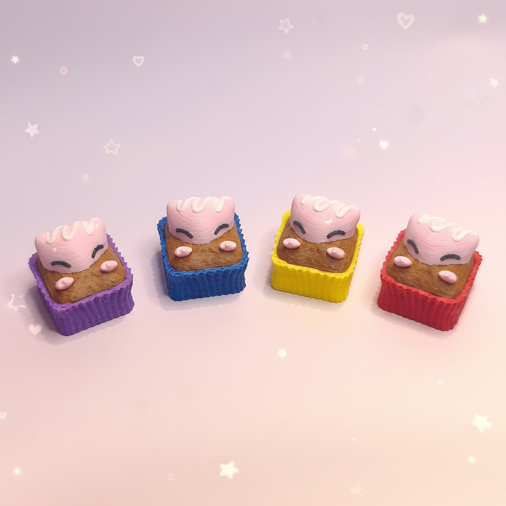 Mew Cupcake Keycaps - Fondo kawaii