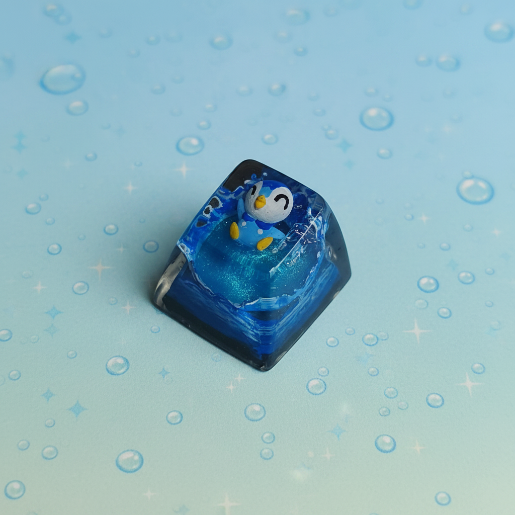 Piplup keycap fondo kawaii agua