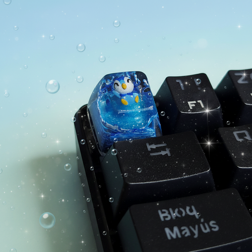 Piplup keycap teclado frontal fondo kawaii agua