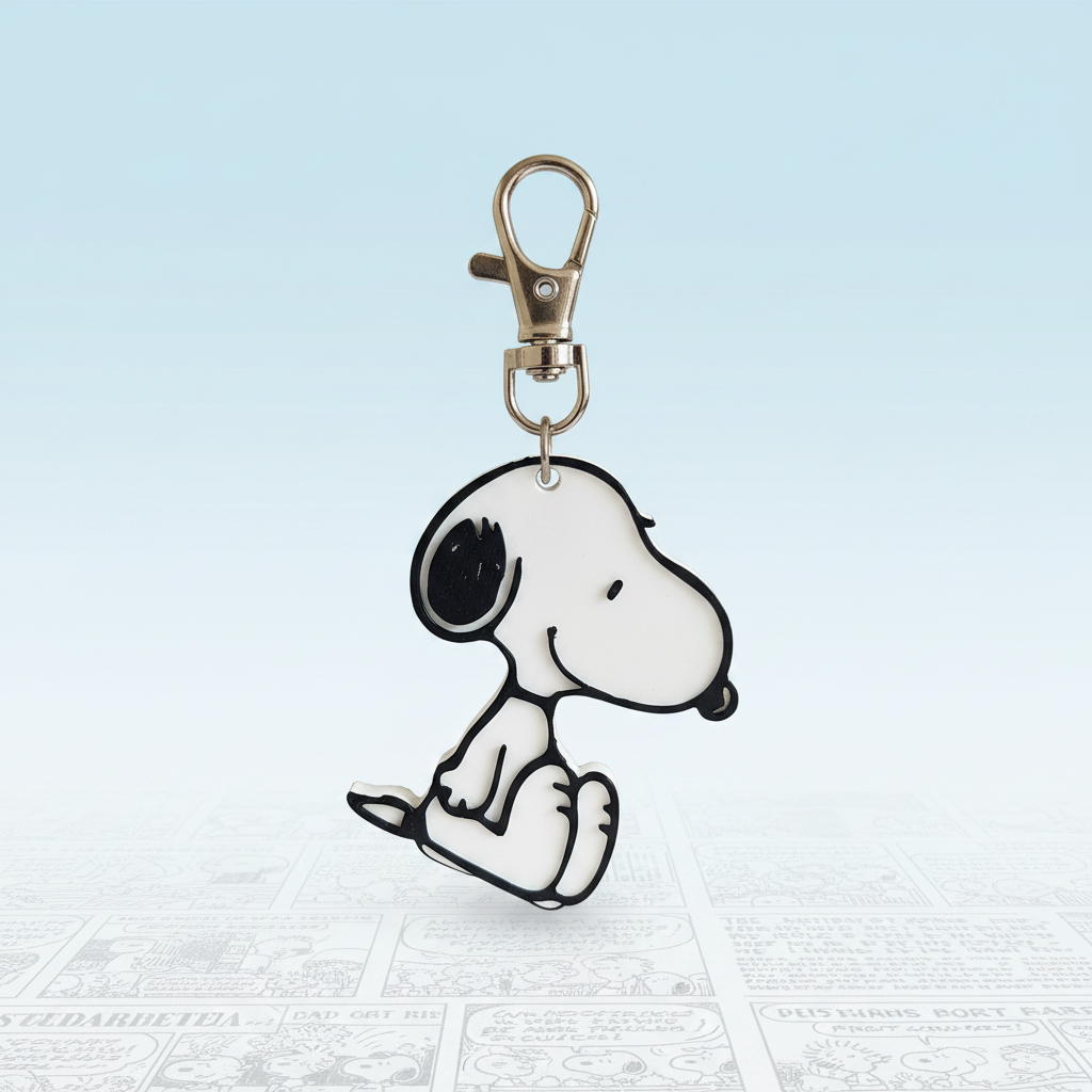Snoopy llavero mosquetón plateado